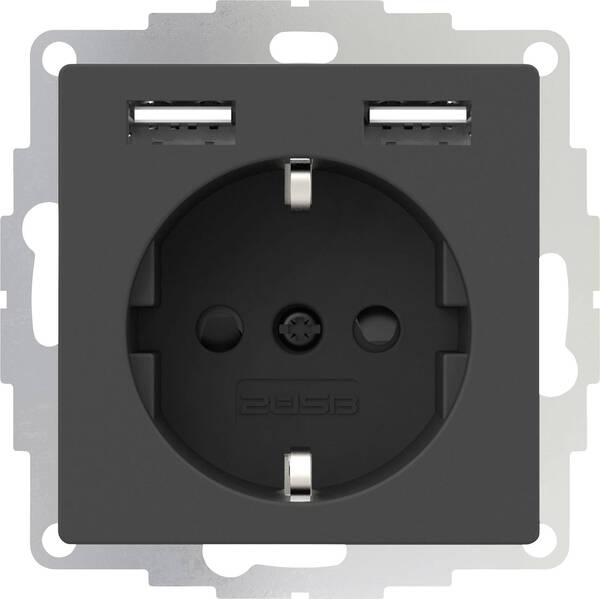 2USB 2U-449351 Unterputz-Steckdose VDE, mit USB, erhöhter Berührungsschutz IP20 Anthrazit
