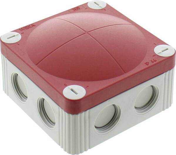 Wiska 10060480 Abzweigkasten (L x B x H) 85 x 85 x 51 mm Lichtgrau (RAL 7035), Rot IP66/IP67 1 St.
