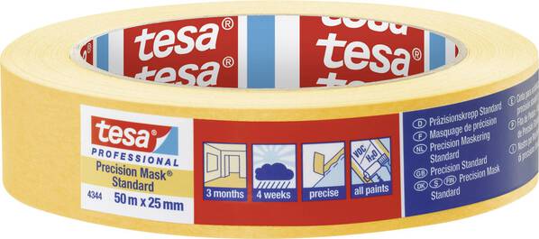 tesa PRECISION STANDARD 04344-00003-00 Kreppband Präzisionskrepp® Gelb (L x B) 50 m x 25 mm 1 St.
