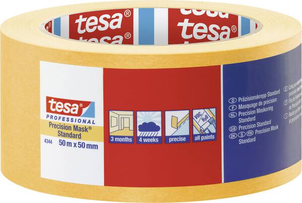 tesa PRECISION STANDARD 04344-00000-00 Kreppband Präzisionskrepp® Gelb (L x B) 50 m x 50 mm 1 St.