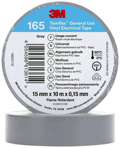 3M Temflex™ 165 165GY1E Isolierband Temflex™ 165 Grau (L x B) 10 m x 15 mm 1 St.
