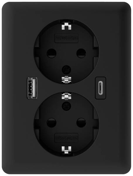 2USB 2U-449719 Unterputz-Dose mit USB-C®, mit USB-Ladeausgang Schwarz (matt)