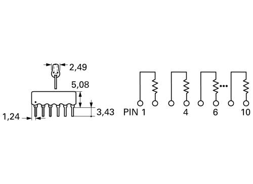 Bourns 4610X-102-681LF Widerstandsnetzwerk 680 Ω THT SIP-10 0.3 W 1 St.