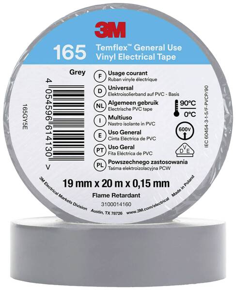 3M 165GY5E Isolierband Grau (L x B) 20 m x 19 mm 1 St.