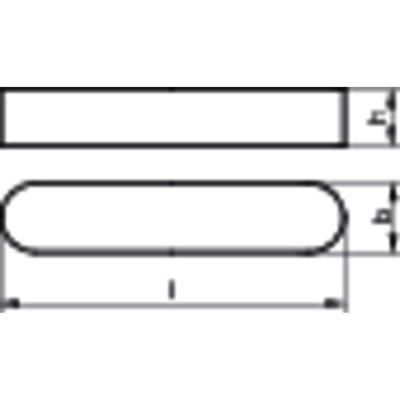 NOBRAND - Passfeder DIN 6885 Form A o. Bohrung rundstirnig Stahl C45+C blank 16 110 x 10
