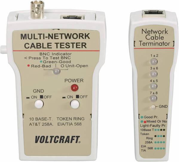 Kabeltester CT-1 VOLTCRAFT CT-1 Geeignet für RJ-45, BNC