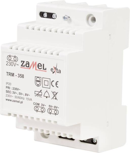 Zamel TRM-358 Klingel-Transformator 3 V/AC, 5 V/AC, 8 V/AC 5 A