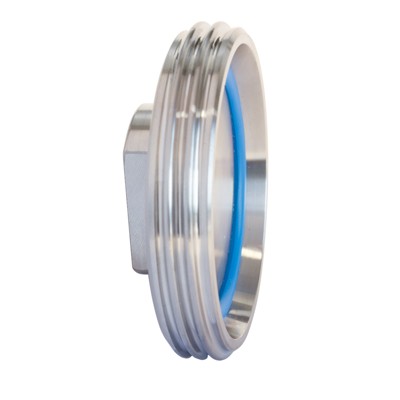 Milchrohrverschraubung Endstopfen, DN 40, Edelstahl 1.4301, NBR blau, AG 65x1/6"