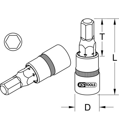 KSTOOLS® - 1/2" Bit-Stecknuss Innensechskant, kurz, 17mm
