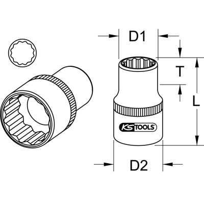 KSTOOLS® - 1/2" 12-kant-Stecknuss, 29mm