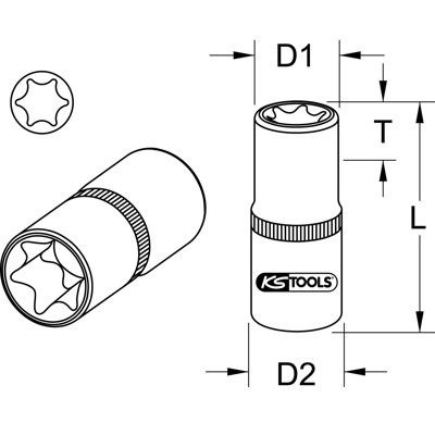 KSTOOLS® - 1/4" CHROMEplus Torx-E-Stecknuss, E4