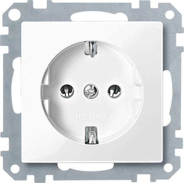 Merten Einsatz Schutzkontakt-Steckdose System M, 1-M, M-Smart, M-Plan, M-Creativ Polarweiß glänzend MEG2301-0319 1 St.