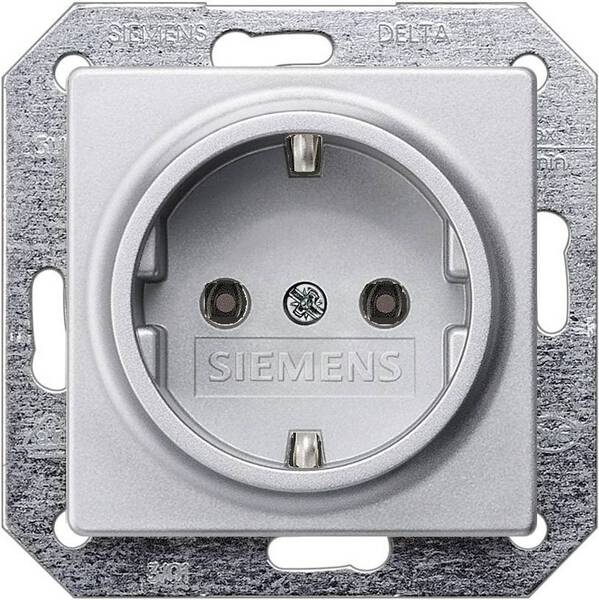 Siemens Schalterprogramm Einsatz Schutzkontakt-Steckdose Delta Aluminium (Metallic) 5UB1931 1 St.