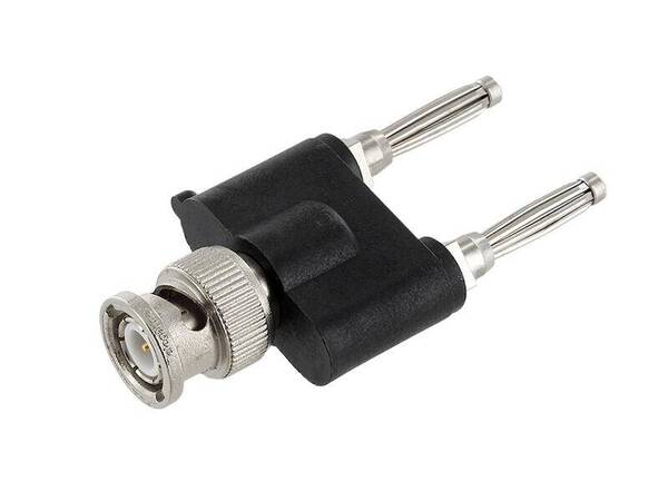 Telegärtner 100023663 Messadapter BNC-Stecker - Lamellenstecker 4 mm, Lamellenstecker 4 mm Schwarz, Silber