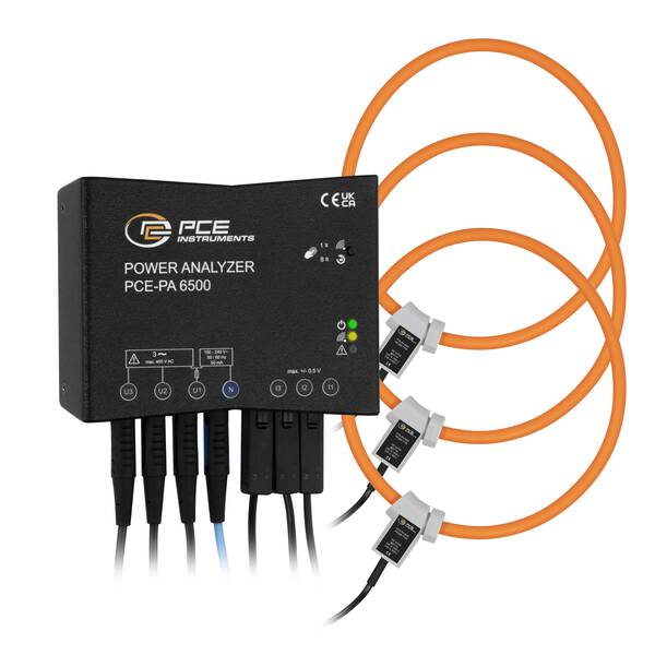 PCE Instruments Netz-Analysegerät 3phasig, 1phasig mit Loggerfunktion, inkl. Stromzangen, Onlinemessungen, Energiemess
