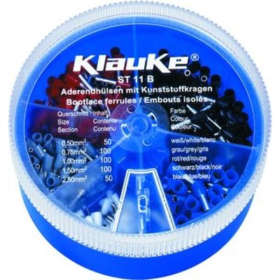 Klauke® - Sortimentskasten 400 Stück Isolierte Aderendhülsen 0,5 - 2,5mm²
