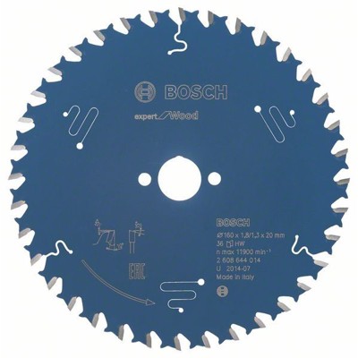 Bosch - Kreissägeblatt Expert for Wood ø160 x 20 x 1,8mm, 36 Zähne (2608644014)