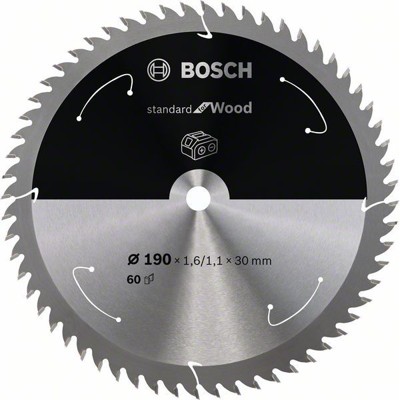 Bosch - Sägeblatt Standard for Wood für Akku-Handkreissäge 190 x 1,6/1,1 x 30, 60 Z