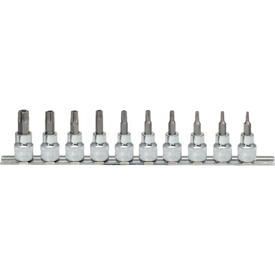 KSTOOLS® - 3/8" CHROMEplus Bit-Stecknuss-Satz Torx, Bohrung, 10-teilig TB10-TB55