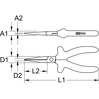 KSTOOLS® - 1000V Flachzange, lange Backen, 160mm