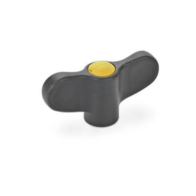 Ganter Norm® - 634-48-M6-E-DGB Flügelmuttern mit Messing-Buchse