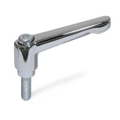 Ganter Norm® - 300.2-92-M12-40-CR Verstellbare Klemmhebel, Zink-Druckguss, Schraube Stahl verzinkt