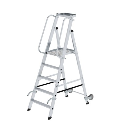 MUNK Günzburger Steigtechnik - Stehleiter 5 Stufen, Aluminium, einseitig begehbar, H 1910mm, B 640mm