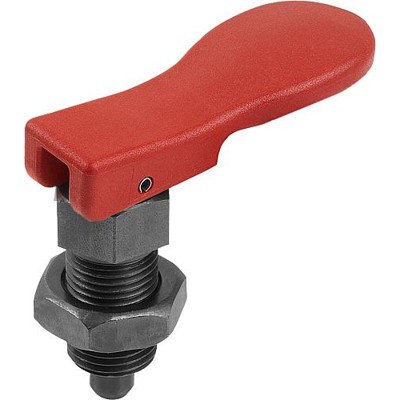 KIPP - ARRETIERBOLZEN MIT EXZENTERGRIFF GR.2 M12X1,5, D=6, FORM:B, MIT KONTERMUTTER, STAHL GEHÄRTET UND BRÜNIERT,