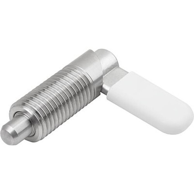 KIPP - SPERRRIEGEL, D=5, M12, FORM:C M. GEWINDEHÜLSE, M. KAPPE, EDELSTAHL BLANK, KOMP:POLYPROPYLEN GRAU RAL7035