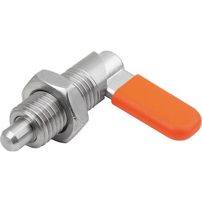 KIPP - SPERRRIEGEL, D=8, M20, FORM:D M. GEW.HÜLSE/MUTTER/KAPPE, EDELSTAHL BLANK, KOMP:POLYPROPYLEN ORANGE RAL2004