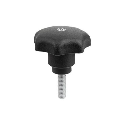KIPP - STERNGRIFF MIT SICHERHEITSFUNKTION GR.3 D=M10X30 D1=50, THERMOPLAST SCHWARZ RAL9005, KOMP:EDELSTAHL