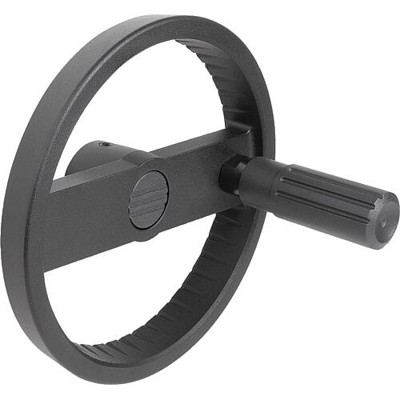 KIPP - 2-SPEICHENHANDRAD D1=160, FORM:A PASSBOHRUNG + QUERBOHRUNG, D2=16, ALUMINIUM SCHWARZ, STAHLTEILE: STAHL,