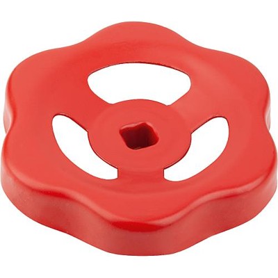 KIPP - HANDRAD STAHLBLECH, VIERKANT V=6, D1=50, STAHL ROT RAL3000