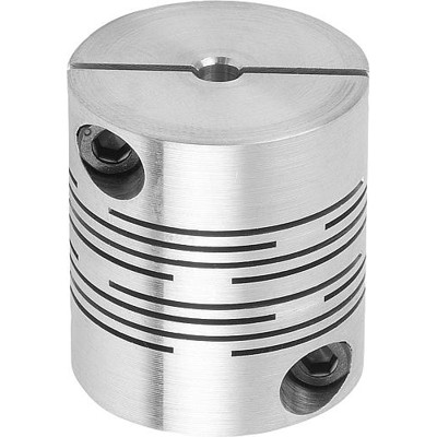 KIPP - FEDERSTEGKUPPLUNG MIT ABNEHMB. KLEMMNABEN, GR.40 L=48, D1=10, D2=12 ALUMINIUM