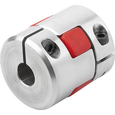 KIPP - ELASTOMER-KLAUENKUPPLUNG MIT RADIALER KLEMMNABE GR.24, D1=19, D2=25, L=78, ALUMINIUM, KOMP:POLYURETHAN, GELB, D4=55