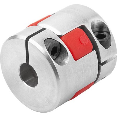 KIPP - ELASTOMER-KLAUENKUPPLUNG MIT RADIALER KLEMMNABE GR.28, D1=24, D2=24, L=62, ALUMINIUM, KOMP:POLYURETHAN, GELB, D4=65