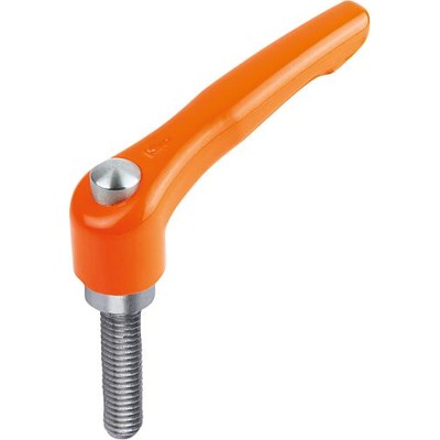 KIPP - KLEMMHEBEL MIT SCHUTZKAPPE GR.2 M10X50, ZINK ORANGE RAL2004 KUNSTSTOFFBESCHICHTET, KOMP:EDELSTAHL