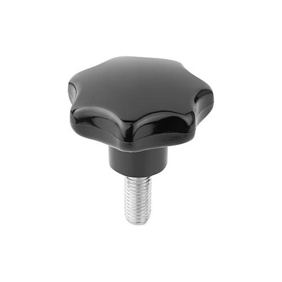 KIPP - STERNGRIFF ÄHNLICH DIN6336 M12X60, D1=63H=40, FORM:L, DUROPLAST SCHWARZ HOCHGLANZPOLIERT, KOMP:STAHL