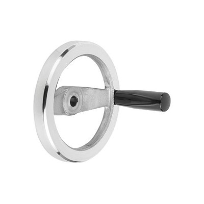 KIPP - 2-SPEICHENHANDRAD D1=160 PASSBOHRUNG MIT NUT D2=16H7, B3=5, T=18,3, ALUMINIUM, KOMP:DUROPLAST, GRIFF