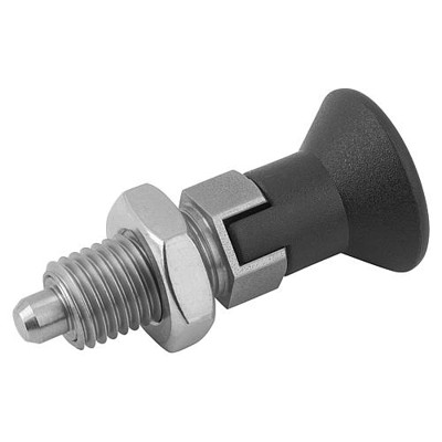 KIPP - ARRETIERBOLZEN GR.0 D1=M08X1, D=4, FORM:D M.RASTNUT, M.KONTERMUTTER, EDELSTAHL 1.4404 BLANK,