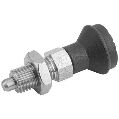 KIPP - ARRETIERBOLZEN GR.2 D1=M12X1,5, D=6, FORM:B OHNE RASTNUT MIT KONTERMUTTER, EDELSTAHL UNGEHÄRTET, KOMP:THERMOPLAST