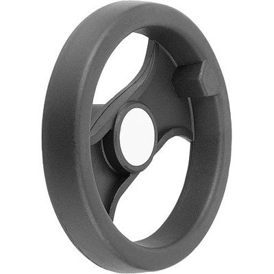KIPP - 2-SPEICHENHANDRAD D1=129 PASSBOHRUNG MIT NUT D2=12H7, B3=4, T=13,8, POLYAMID, OHNE GRIFF