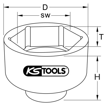 KSTOOLS® - 3/4" Achsmuttern-Schlüssel, 8-kant, kurz, 115 mm