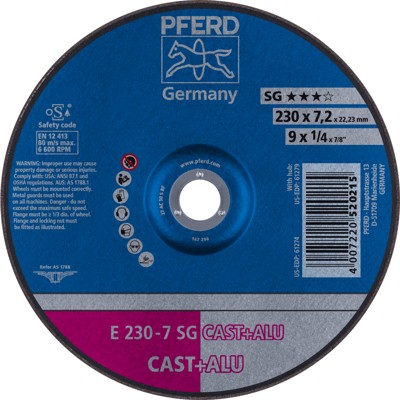 PFERD - Schruppscheibe E 230x7,2x22,23 mm Leistungslinie SG CAST+ALU für Guss/Alu