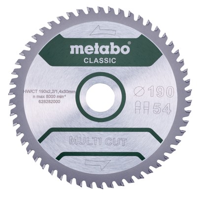 metabo® - Sägeblatt "multi cut - classic" ø190 x 2,2/1,4 x 30 Z54 FZ/TZ 5° 628282000