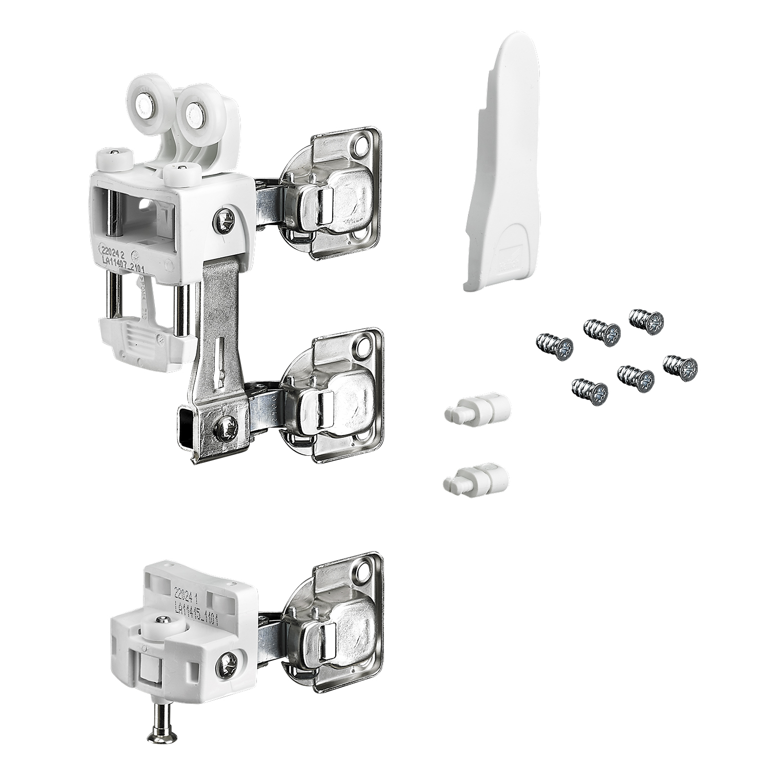 HETTICH WingLine L, Laufteilset mit unterer Führung ohne Schließautomatik, 25 kg , weiß, rechts, 9278603