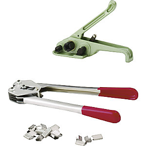 Spanngerät und Verschlusszange für PP-Band, manuell, für Bandbreite 12 mm.