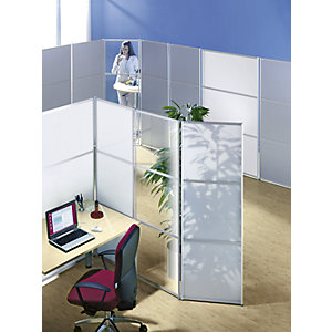 Stellwand- und Paraventsystem, HxBxT 1800 x 1000 x 18 mm, ESG-Glas klar.