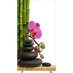Trennwand easyScreen, HxT 1740 x 390 mm, mit Fotomotiv, Modell Zen 2, Breite 940 mm.
