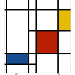 Trennwand easyScreen, HxT 1740 x 390 mm, mit Fotomotiv, Modell Mondrian, Breite 1600 mm.